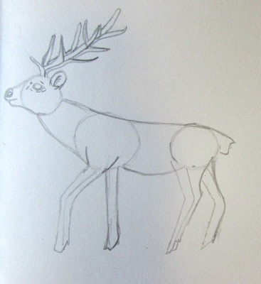 Рисуем акварельными карандашами новогоднего оленя