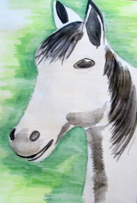 Рисуем голову лошади акварельными карандашами