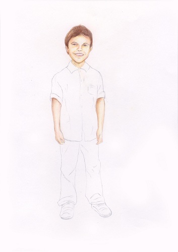 Рисуем фигуру мальчика цветными карандашами