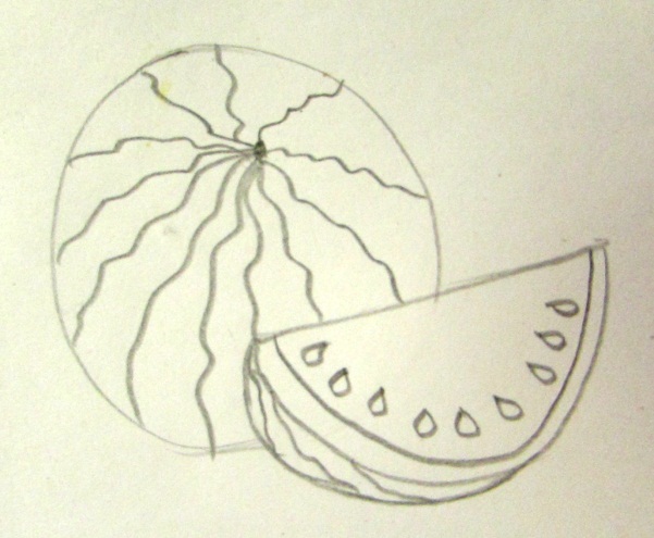 Рисуем арбуз восковыми мелками Stabilo