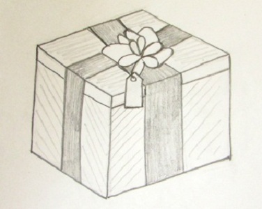 как нарисовать коробку с подарком