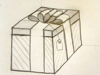 как нарисовать коробку с подарком