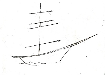 Как нарисовать МОРСКОЙ ПЕЙЗАЖ, море , домики, кораблик - урок рисов�ания