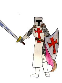 Средневековый рыцарь цветными карандашами