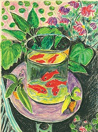 Копия работы А. Матисса «Красные рыбы» (1912) масляной пастелью STABILO