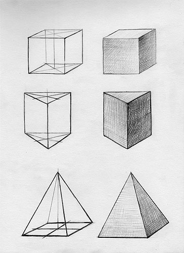 К геометрическим телам граненой формы относятся кубы, призмы, пирамиды
