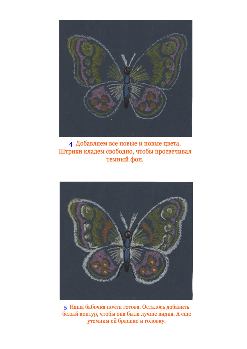 Ночная бабочка (масляная пастель)