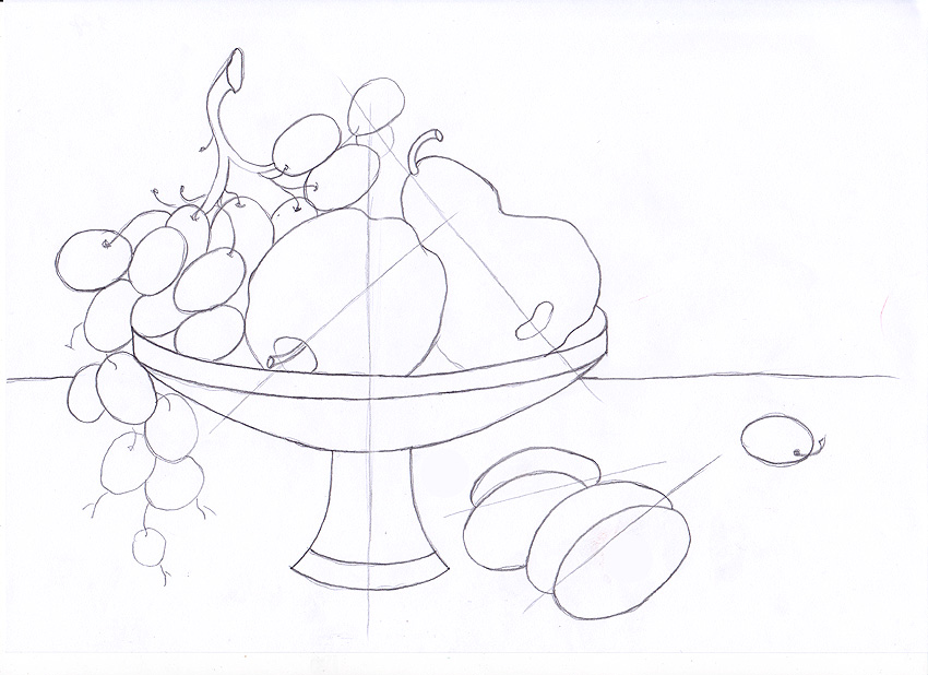 Уроки-схемы рисования карандашом - овощи, фрукты и ягоды