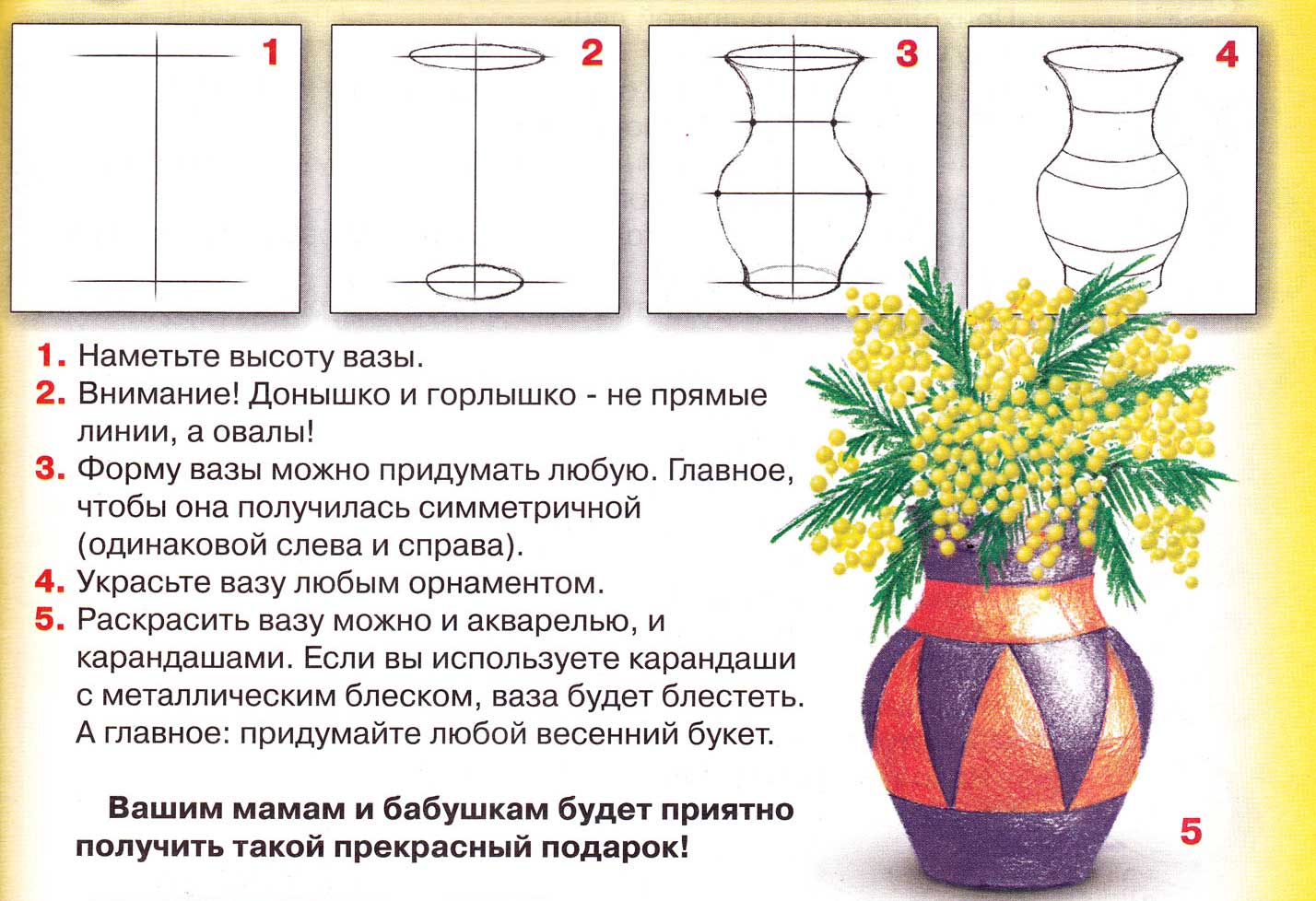 Как нарисовать вазу? Как поэтапно нарисовать карандашом вазу с цветам�и, с фруктами?