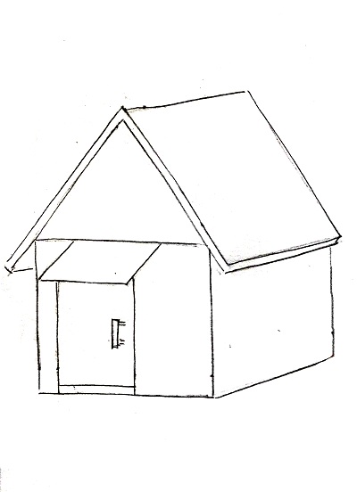 Рисунок бревенчатого домика