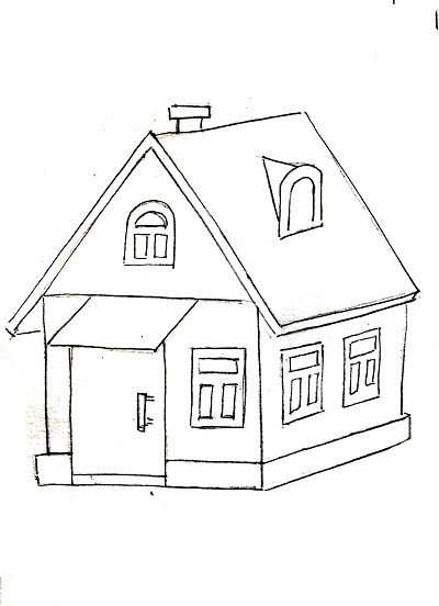 Рисунок домик карандашом