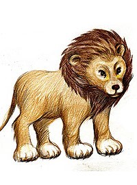 Рисунок  льва цветными карандашами STABILO