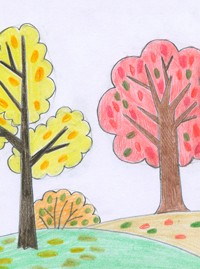 Как нарисовать пейзаж цветными карандашами поэтапно мастер-класс детям?